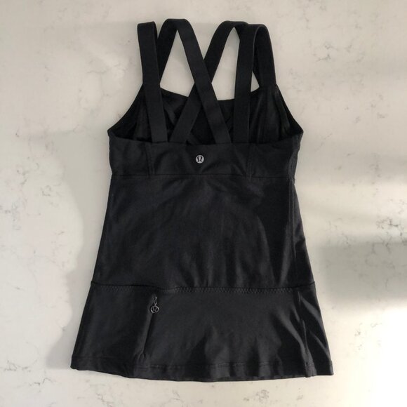 Lululemon Chaturanga Strappy Criss Cross Yoga Tank Top Luxtreme Black Sz 4 - Picture 5 of 13